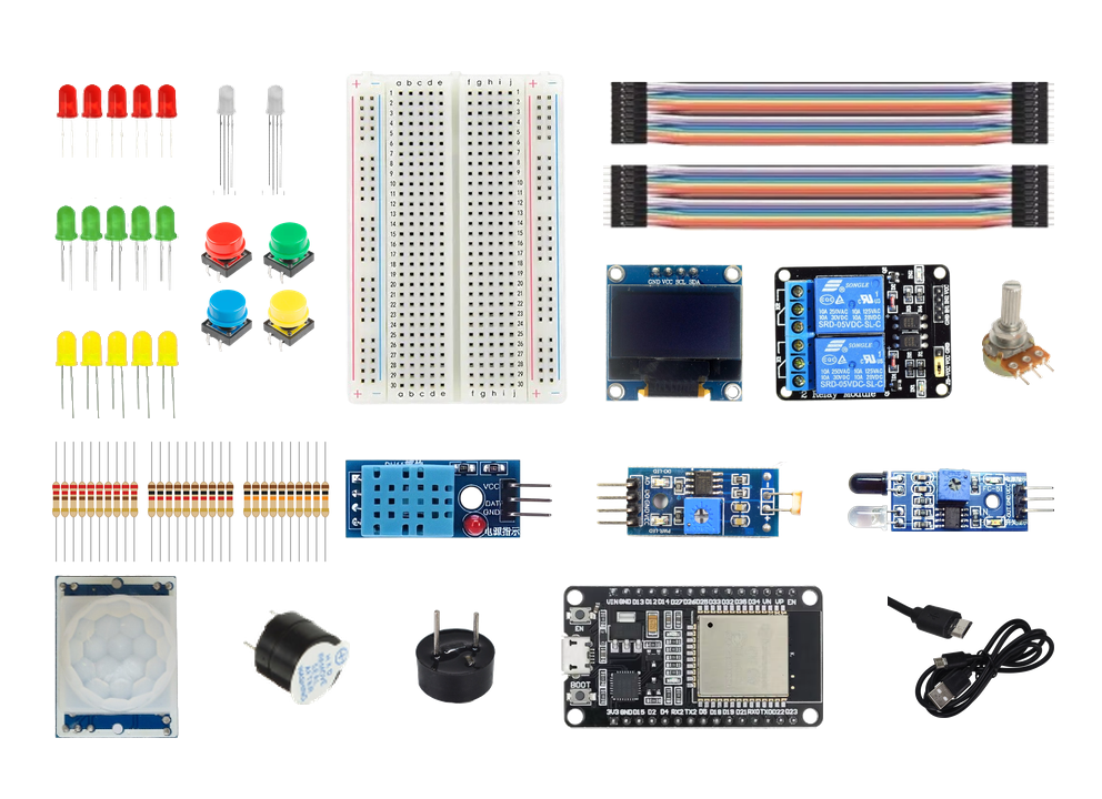 Componentes del Kit ESP32 con WiFi y Bluetooth