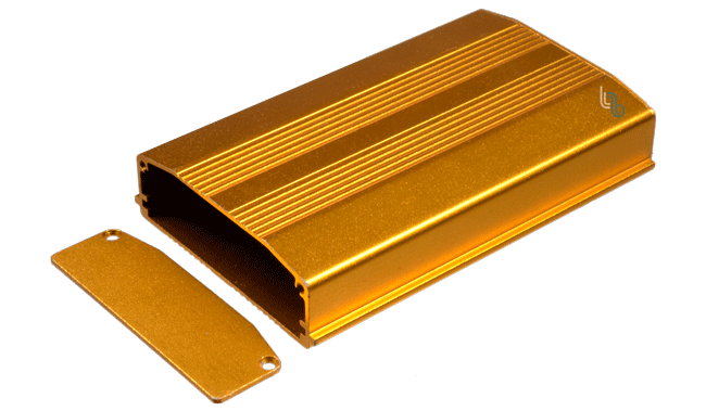 Caja de aluminio 62x20x100mm color dorado con tapa (CA-65X20X100GL)