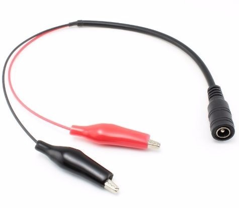 Cable con Jack DC de 2.1mm y cocodrilos Largo = 30cm (DCJ21CO)