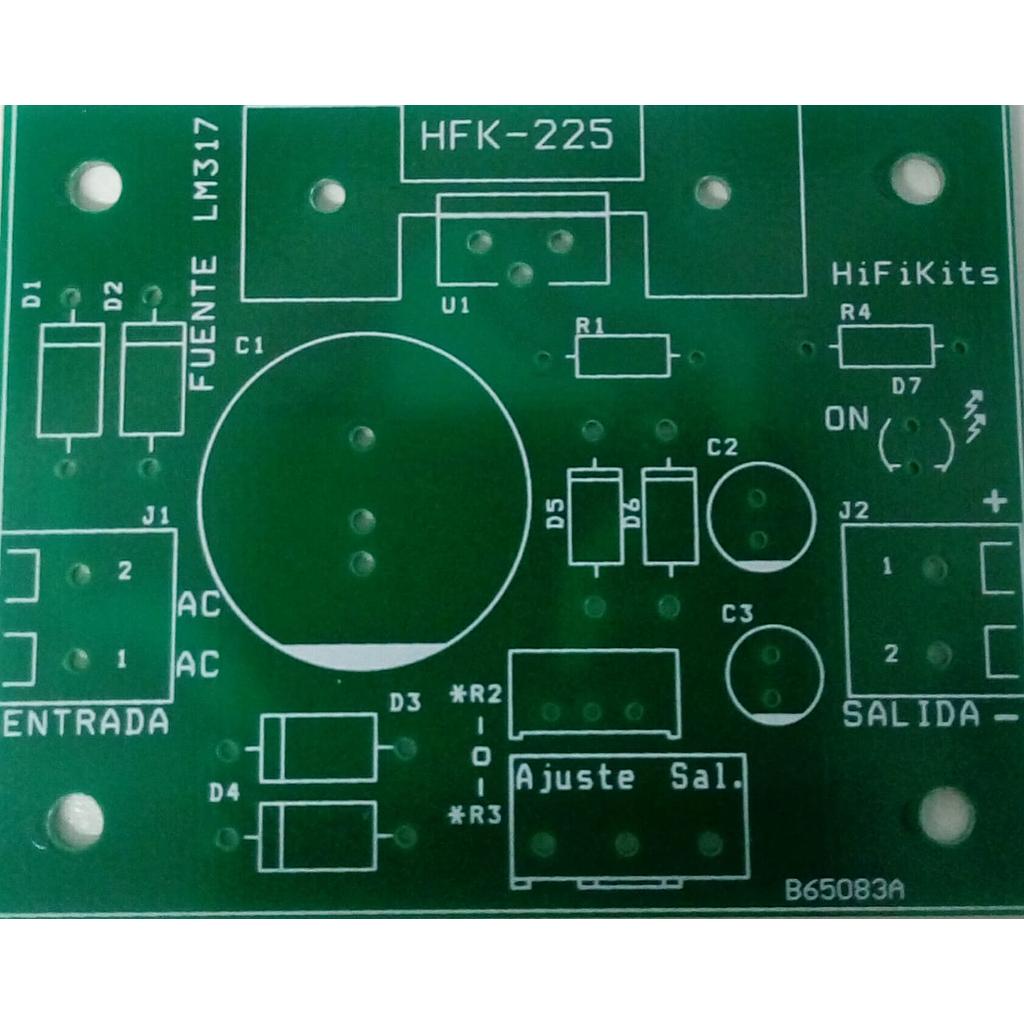 Placa impresa para fuente regulada LM317