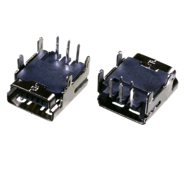 Conector mini usb 5 pines +4 TH p/impreso (USB5-TM4P)