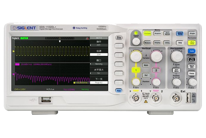 Osciloscopio Digital de 100MHz de 2 canales Siglent, Incluye Puntas de Prueba y CD con Software 500 MSa/s (SDS1102DL+)