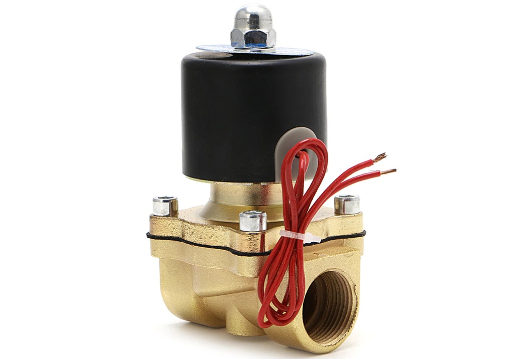 Valvula Solenoide Electrica Normalmente Cerrada, 2W AC220V de Laton para Agua / aceite 1/2" (2W-16015/220VAC)