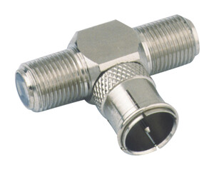 Conector tipo F macho y dos hembra (FM2H)