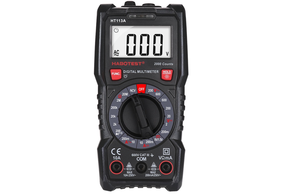 .*Multimetro Digital Profesional HT113A 600V 10A Test de Batería Voltaje Ohm AC DC Diodo (HT113A)