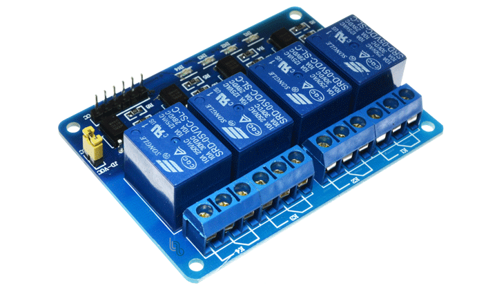 *SRD05-X4PCB Modulo de 4 Reles 5VDC 10A para PICs Arduino MCU. Montados en PCB