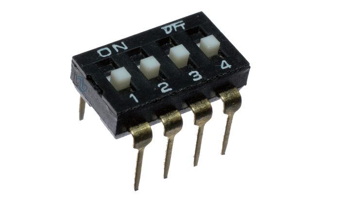 .Dip Switch de 4 vias 8 pines tipo circuito (KF1027A-254-4P)