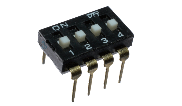 Dip Switch de 4 vias 8 pines tipo circuito (KF1027A-254-4P)