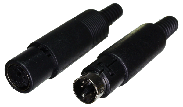 .Jack y Plug mini DIN aereos plasticos 5 pines (PL-195)