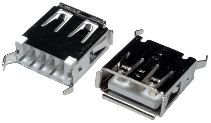 .Conector USB hembra AC p/impreso pin recto (USB-AI180)