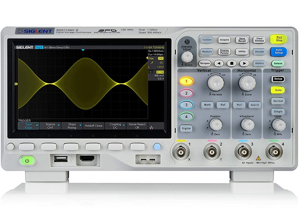 Osciloscopio Digital Siglent SDS1104X-E de 4 Canales 100Mhz 1 GSa/s