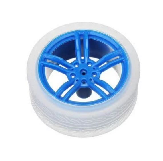 .Rueda azul con neumatico blanco 65mm (W-65WHITE)