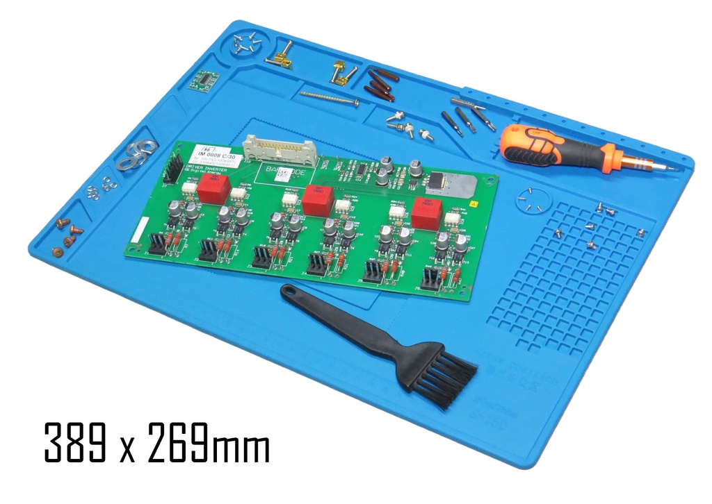 MAT-2 Base de Soldadura de Jebe Siliconado, Plataforma de Trabajo con aislamiento, para estación de soldar de 389x269mm