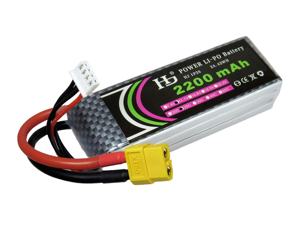 .Bateria LIPO recargable HJ 11.1V 2200mAh 25C 3S