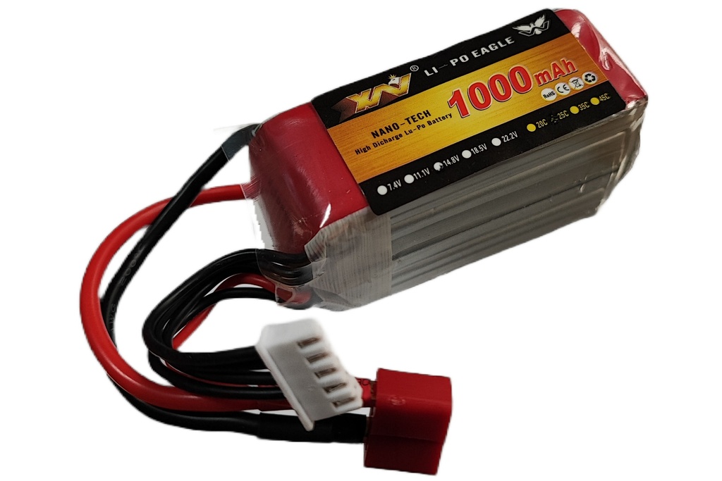 .Bateria Lipo-14V8-1000XN recargable XN de 4 Celdas 4S de LiPo de 1000mAh 14.8V 25C con Conector T