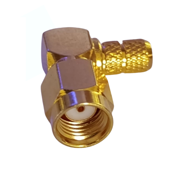 .Conector SMA Inverso Angulo RG58 Dorado (SMA-KW3)