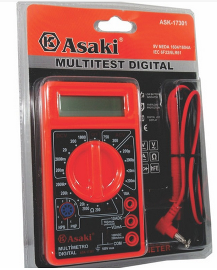 .Multimetro digital con puntas de prueba (ASK-17301)