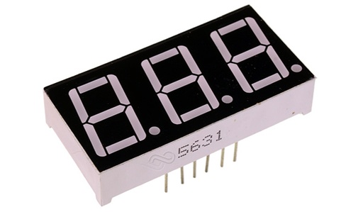 .Display multiplexado de 3 digitos rojo CC 19x38mm 12 pines