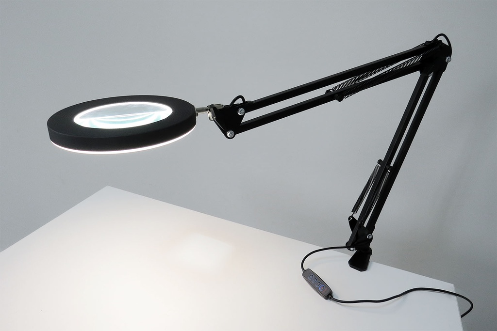 Lampara de Escritorio con Lupa, Luz LED y Brazo Plegable 16W 74cm