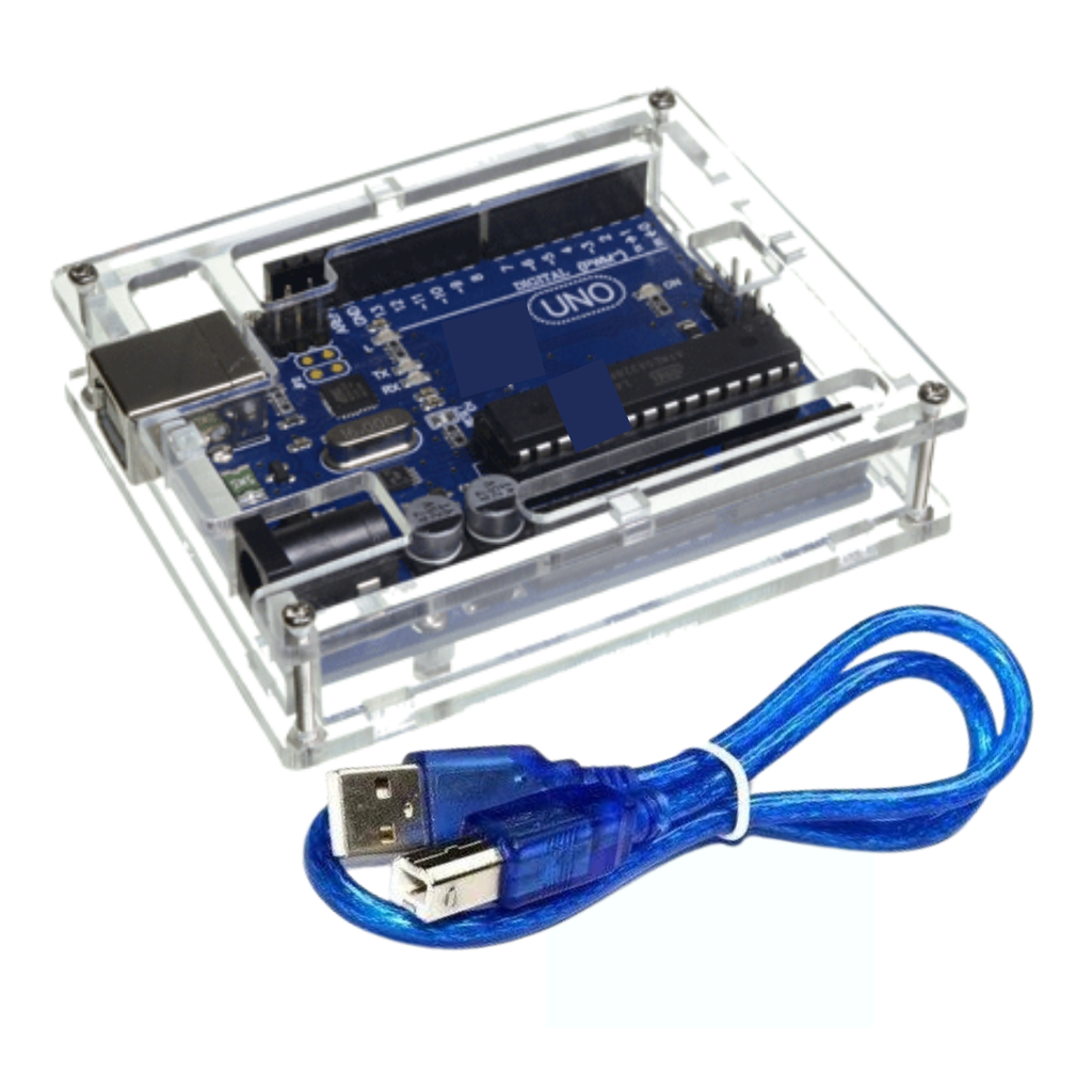 Arduino UNOR3-CH340 + Cable usb + Caja acrilica