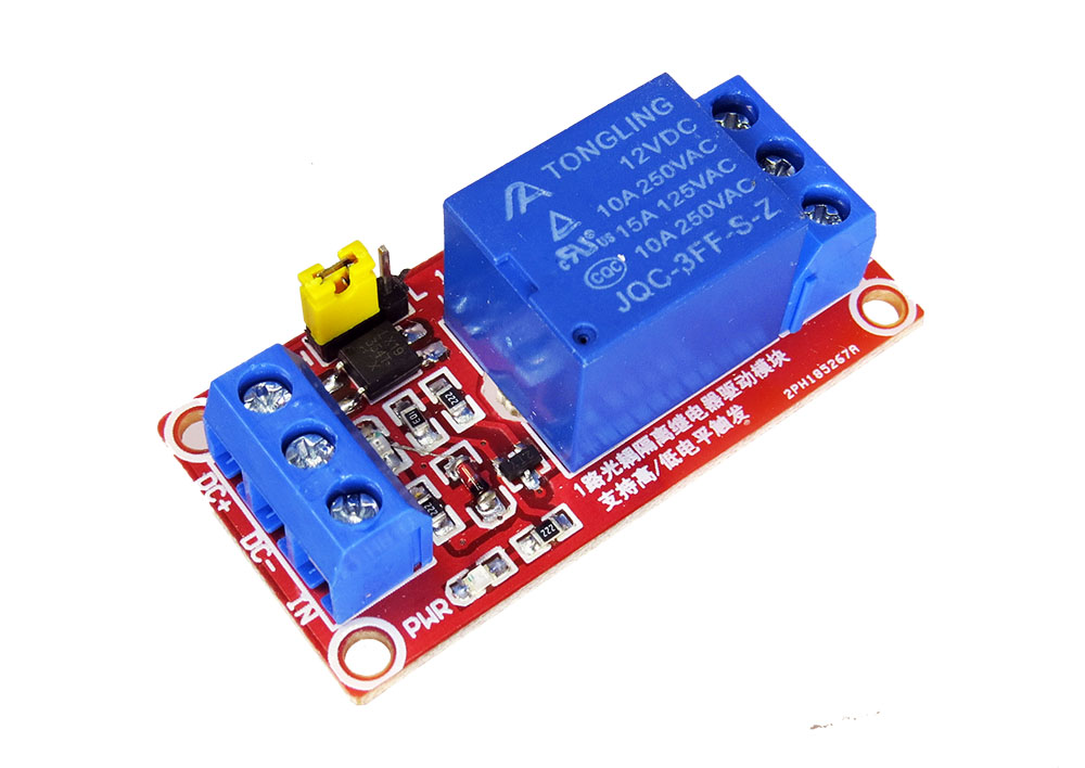 HW-803 Modulo de Rele de 12VDC de un Canal. Para PICs, Arduino, MCUs.