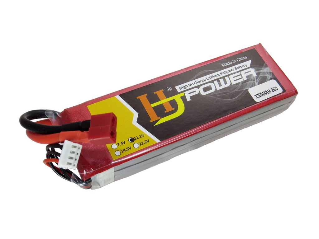 Bateria LIPO recargable HJ 11.1V 3300mAh 25C 3S Tamaño:135x40x20mm