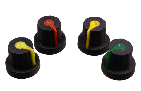 Perilla color amarillo para eje ranurado