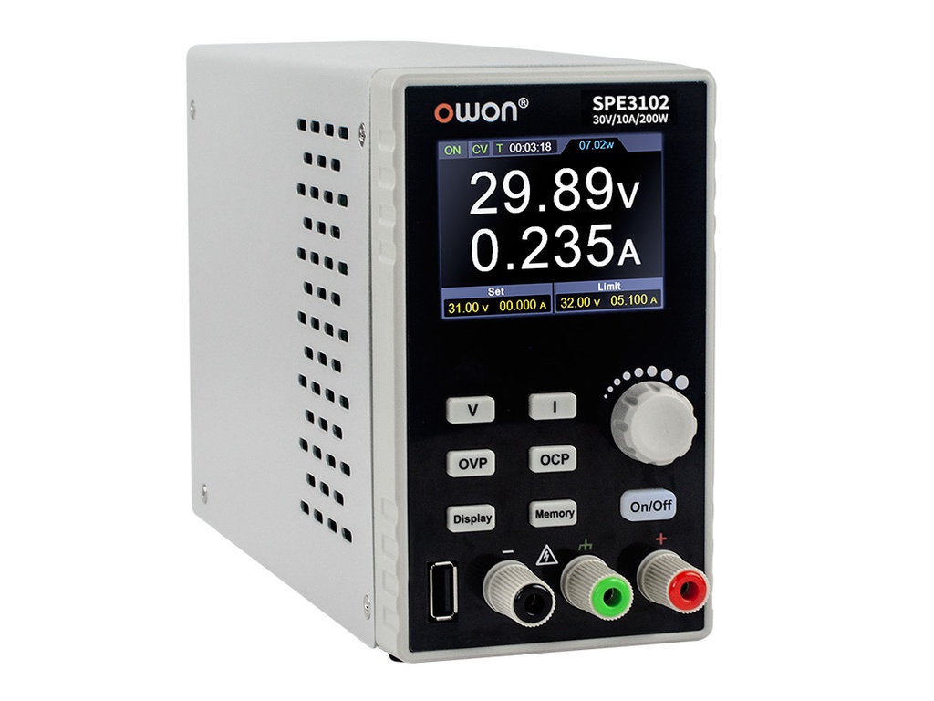 SPE3102 OWON Fuente de Alimentación Regulable CC 0-30V 0-10A / USB 5V 1A