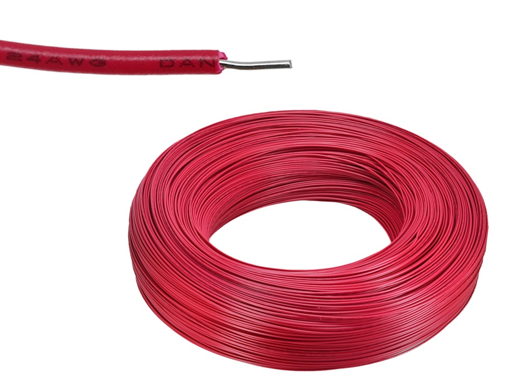 Cable Unifilar 24 AWG de 1 hilo x 1 metro-Rojo