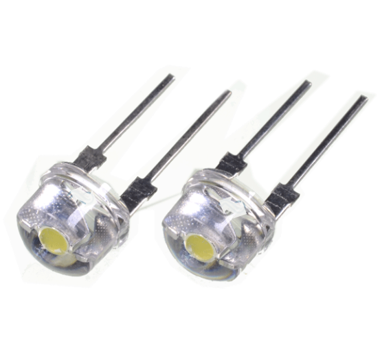 .LED blanco 8mm transparente alto brillo 0.75W 6500-700k Straw Hat 3.0-3.2V (LB-SH8WC)