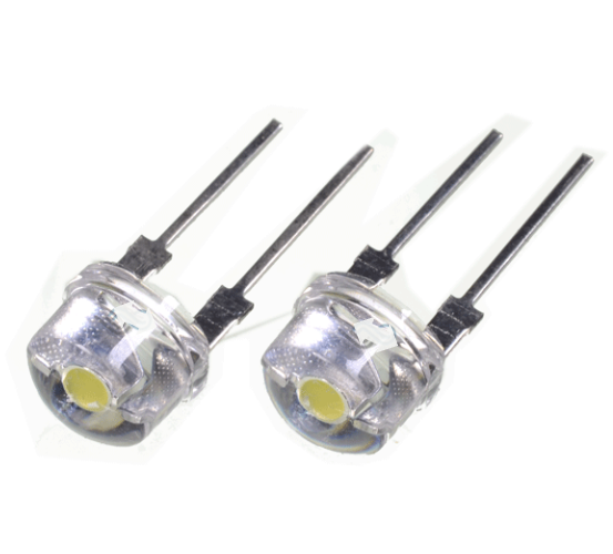 LED blanco 8mm transparente alto brillo 0.75W 6500-700k Straw Hat 3.0-3.2V (LB-SH8WC)