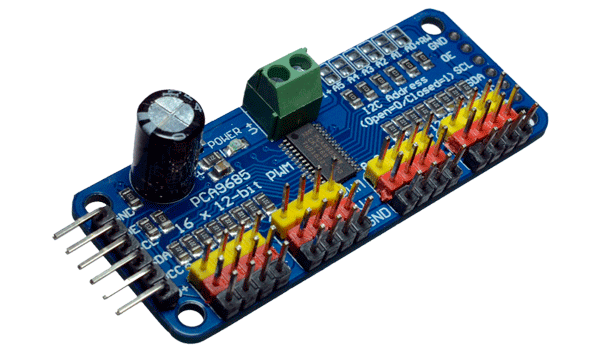 .Driver para Servomotor PCA9685 de 16 Canales de 12 Bits Control para Servomotor I2C IIC para Arduino y Raspberry (PCA9685-16x12B)