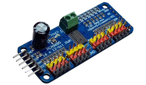 Driver para Servomotor PCA9685 de 16 Canales de 12 Bits Control para Servomotor I2C IIC para Arduino y Raspberry (PCA9685-16x12B)