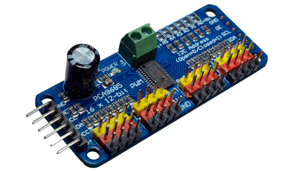 Driver para Servomotor PCA9685 de 16 Canales de 12 Bits I2C para Arduino y Raspberry