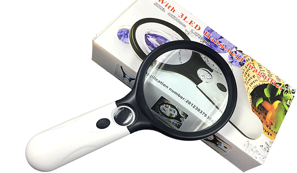 Lupa de mano con led 45x22mm 3X75mm 10x/20x (NO-6902AB)