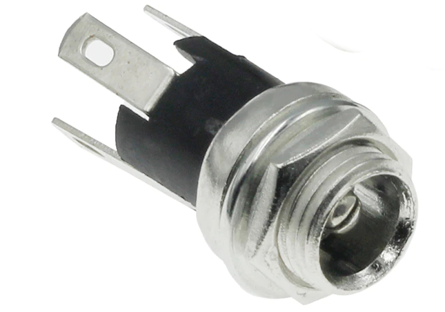 Jack DC con Tuerca. Conector Hembra de Montaje en Panel, DC025M, 5.5x2.1mm (DC026-21)