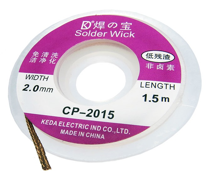 Malla Desoldadora de 1.5m x 2.0mm. Mecha desoldadora. Solder Wick (CP-2015)