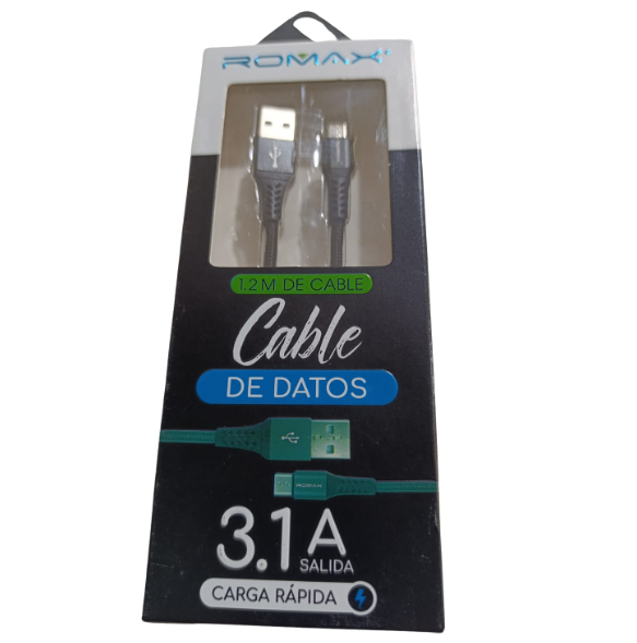 .Cable USB a Micro USB cable de datos 3.1A (ROMAX3.1A)