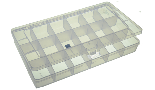 .Caja plastica transparente 20.5x11.5x3.2cm con 18 divisiones (CA-560)