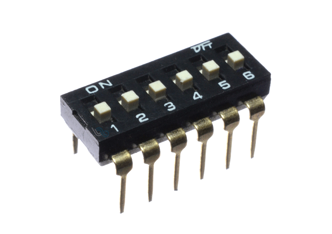 .Dip Switch 6 vias 12 pines tipo circuito ( KF1027A-254-6P)