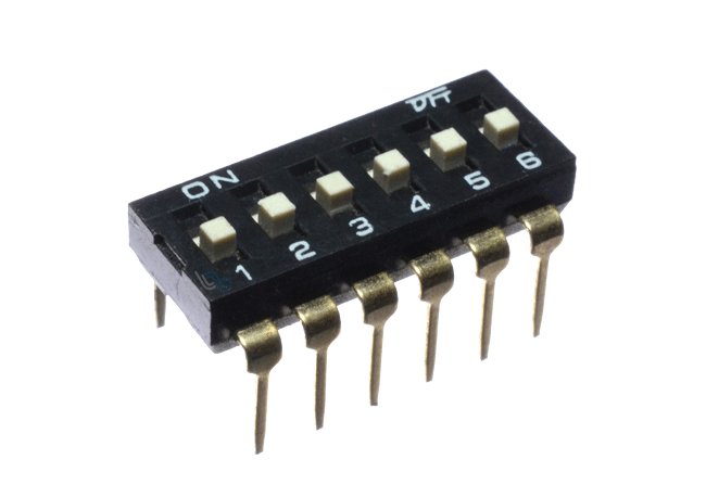 Dip Switch 6 vias 12 pines tipo circuito ( KF1027A-254-6P)