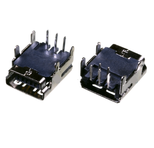 [USB5-TM4P] .Conector mini usb 5 pines +4 TH p/impreso (USB5-TM4P)