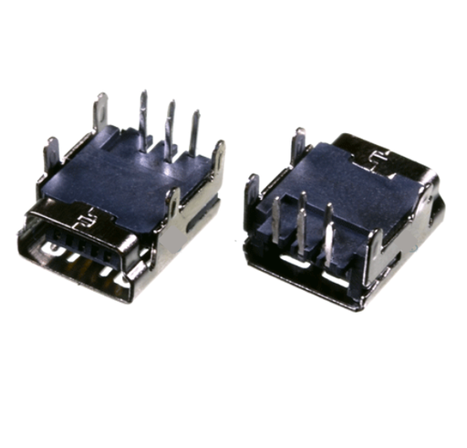 [USB5-TM4P] Conector mini usb 5 pines +4 TH p/impreso (USB5-TM4P)