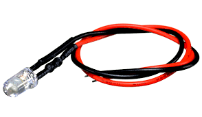 [ LR-5-WC-20CM] .LED Rojo 5mm c/cable de 20cm 5-12V 470R