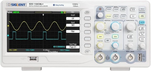 [SDS1102CML+] Osciloscopio Digital 100MHz de 2 canales Siglent, Incluye Puntas de Prueba y CD con Software (SDS1102CML+)