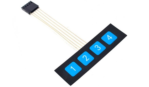 [KEY-1X4] Teclado de membrana de 4 botones, Matriz de 1x4 pulsadores (KEY-1X4)