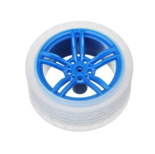 [W-65X27B] Rueda azul con neumatico blanco 65mm (W-65WHITE)