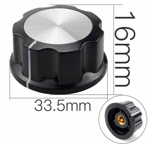 [MF-A04 6.3mm] Perilla de bakelita para Potenciometro con Eje de 6.3mm MF-A04 con Ajuste por Perno Lateral (MF-A04 6.3mm)