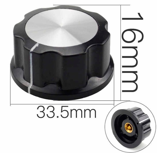 [MF-A04 6.3mm] Perilla de bakelita para Potenciometro con Eje de 6.3mm MF-A04 con Ajuste por Perno Lateral