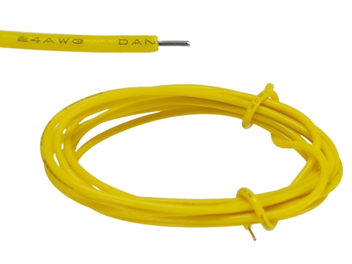 [1007UxR-Yellow] Cable Unifilar 24 AWG de 1 hilo x 1 metro